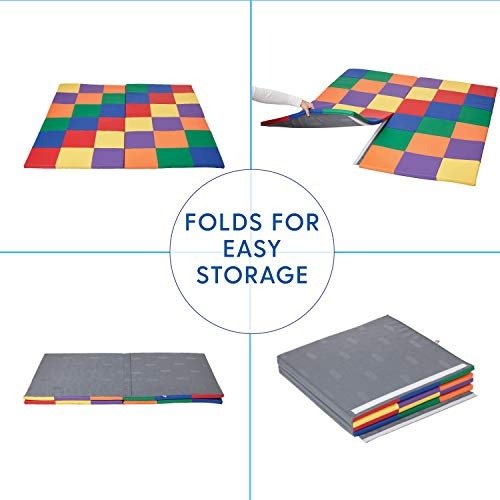 Softzone Patchwork Toddler Foam Play Mat, 58" Square, Primary