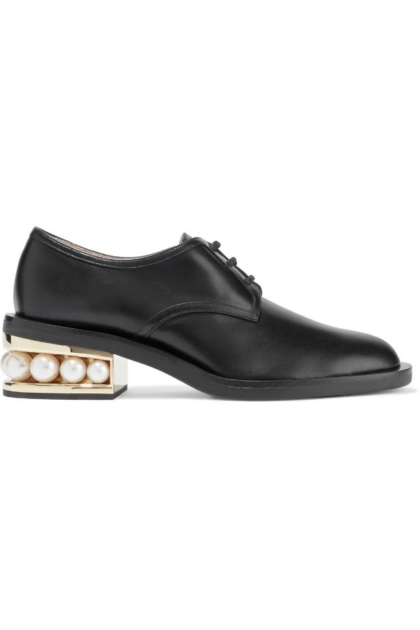 Casati Derby faux pearl-embellished leather brogues