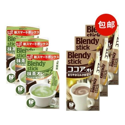 AGF Blendy宇治抹茶奶茶咖啡粉7p*3包+欧蕾可可牛奶咖啡 7p*3包