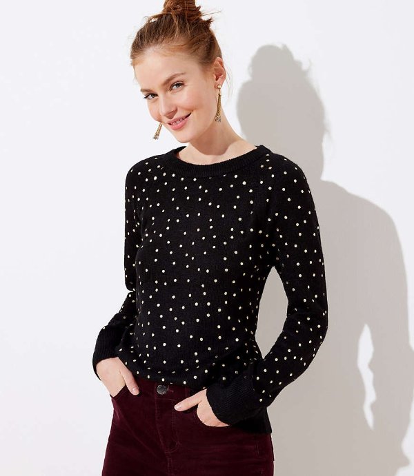 Shimmer Dot Bar Back Sweater | LOFT