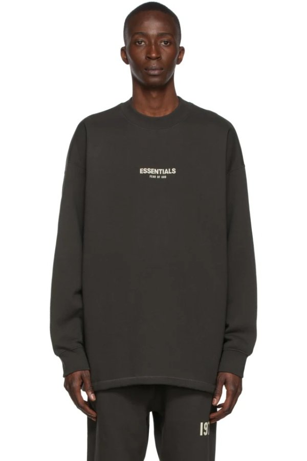 Black Relaxed Crewneck Sweatshirt