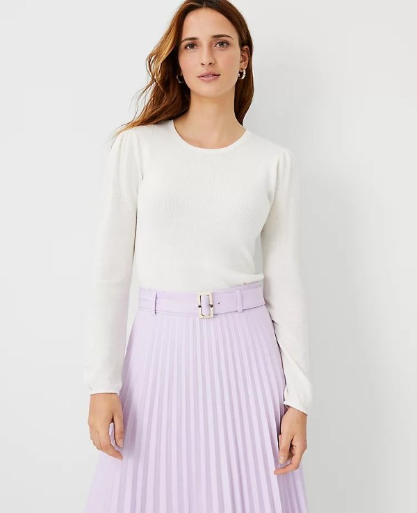 Ribbed Puff Sleeve Sweater | Ann Taylor