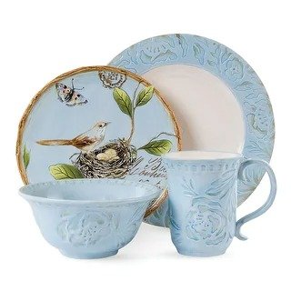 Fitz and Floyd Toulouse Blue 4-piece Place Setting - 1 ea-Dinner, Salad Plates, Bowls, Mugs