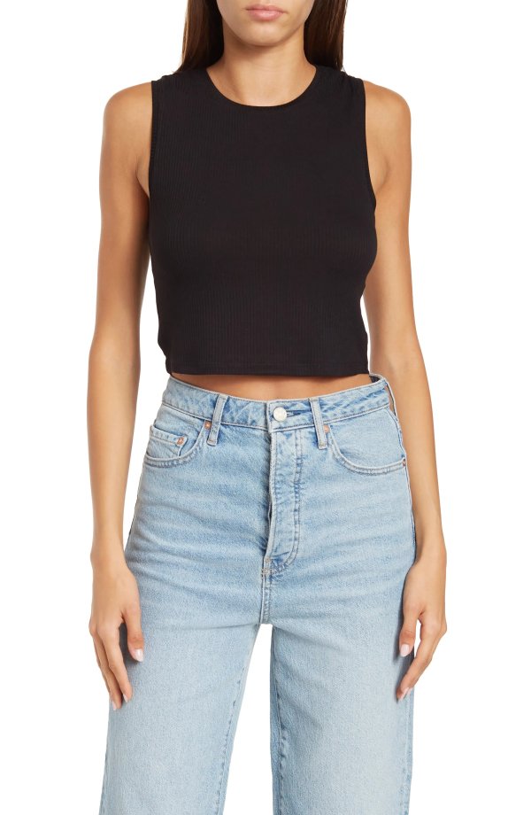 Ribbed Crop Muscle Tank Top