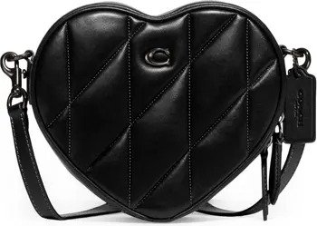 Quilted Heart Leather Crossbody Bag