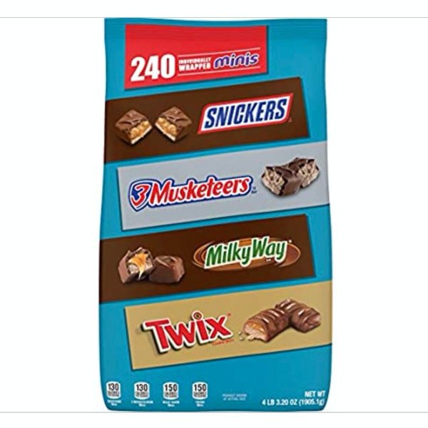 Snickers, Twix, 3 Musketeers & Milk Way Minis Size Chocolate Candy Variety Mix, 67.2-Ounce 240 Pieces