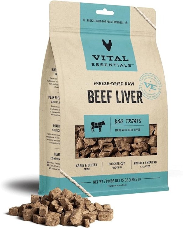 Freeze Dried Raw Single Ingredient Dog Treats, Beef Liver, 15 oz