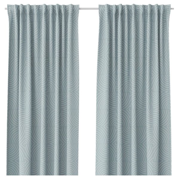 AKERMOLKE Curtains, 1 pair, light blue, 57x98 "