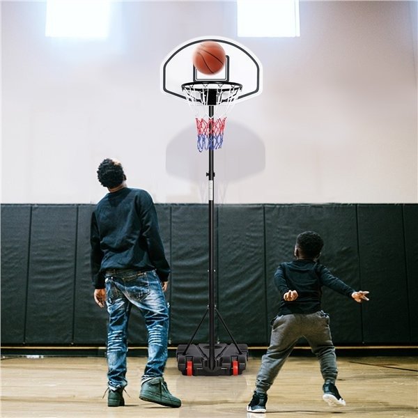 Portable 6.4-8.2 ft Height Adjustable Basketball Hoop Syetem