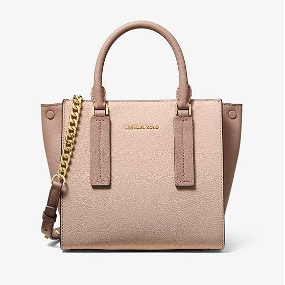 Alessa Small Color-Block Pebbled Leather Satchel