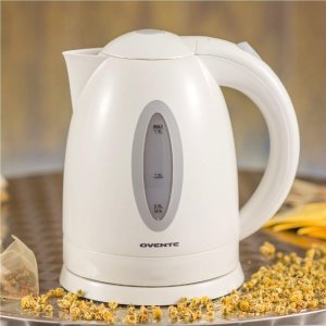 Ovente 1.7L BPA-Free Electric Kettle, Fast Heating Cordless Water Boiler with Auto Shut-Off and Boil-Dry Protection, LED Light Indicator, White @ Amazon