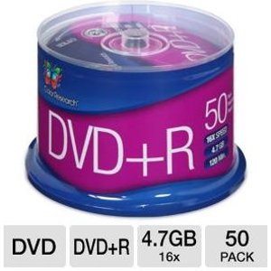 Color Research 50-Pack Spindle of 16X 4.7 GB DVD+R Discs (C18-42003)