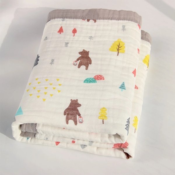 Baby Cartoon Six Layers Cotton Soft Sleeping Blanket Wrap Set Newborn Baby Bedding Stuff