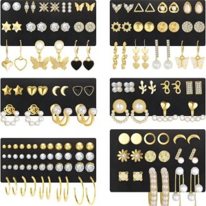 Amazon 68 Pairs Gold Stud Earrings for Women Multipack
