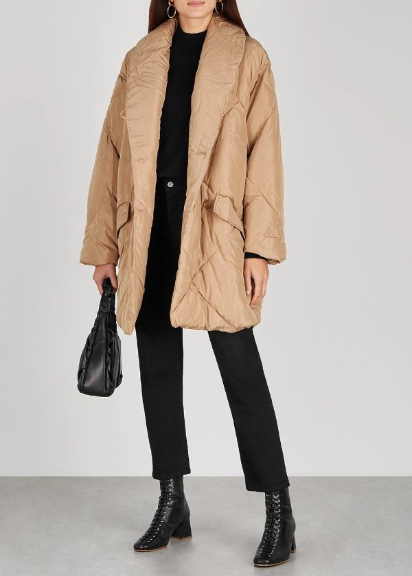 Ella sand quilted shell coat