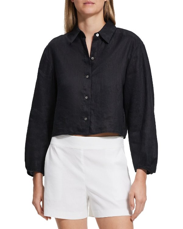 Pleat Sleeve Linen Shirt / Gilt