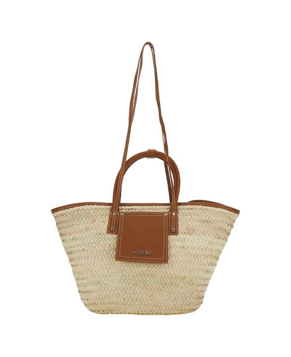 'le Panier Soli' Beige Handbag With Logo Detail In Natural Palm Woman | italist, ALWAYS LIKE A SALE