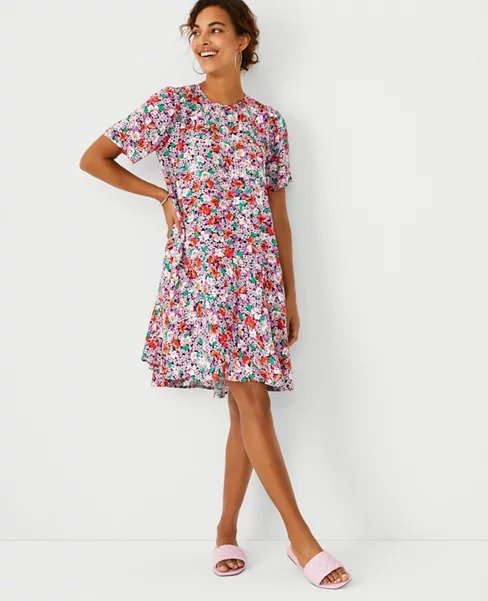 Floral Puff Sleeve Shift Dress | Ann Taylor
