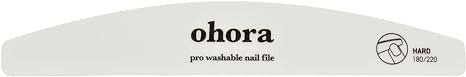 ohora Pro Washable Nail File(Hard) - Nail Shaper & Trimmer - Two-Sided Fine Grit for Smoother Buff - Creates a Consistent Flawless Finish - Professional Nail Care Tool
