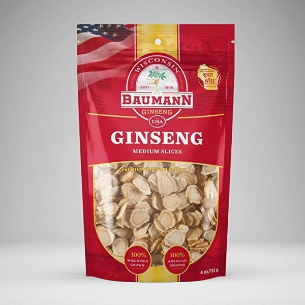 Premium American Ginseng Slice (Medium) - 100% American Ginseng Without Food Additive - Wisconsin Ginseng Root - All-Natural Hand-Selected Ginseng Supplements – 4oz/113g