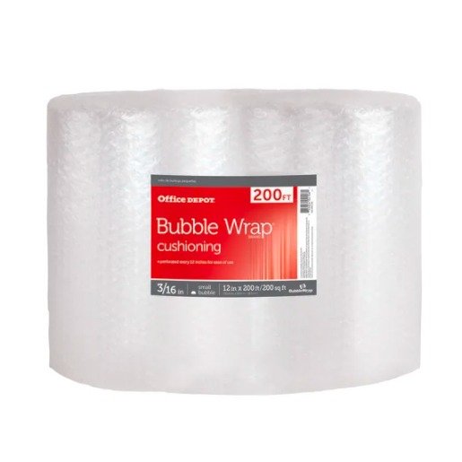 Office Depot Brand Small Bubble Wrap, 3/16” Thick, Clear, 12” x 200'