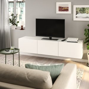 BESTA TV unit with doors - white, Lappviken white - IKEA