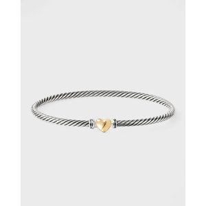 David YurmanSpend$750 Get $75GCCable Collectibles Heart Bracelet in Silver with 18K Gold, 3mm