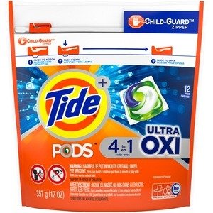 Tide PODS Ultra Oxi Liquid Laundry Detergent Pacs, 12 CT