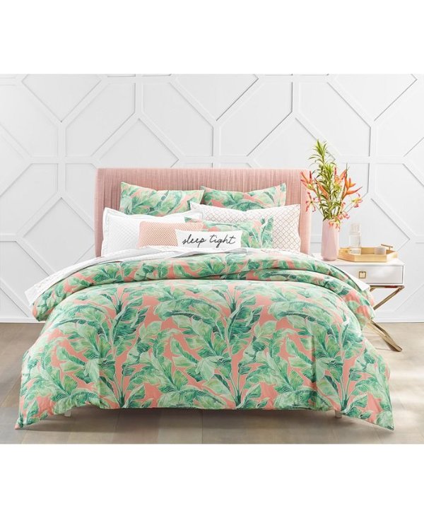 Tropical Leaves 3-Pc. Duvet Cover Set, Full/Queen, Created for Macy's