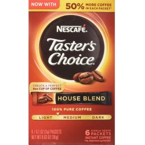 Nescafe Taster's Choice 6 Piece House Blend Instant Coffee Single Serve Sticks, 0.1 Ounce (Pack of 6)