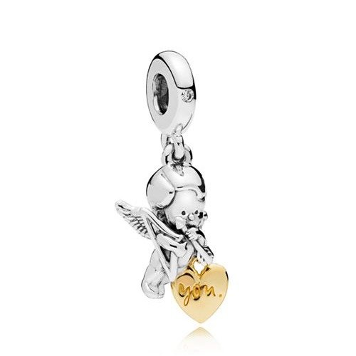 Sterling Silver & Cubic Zirconia Cupid & You Charm