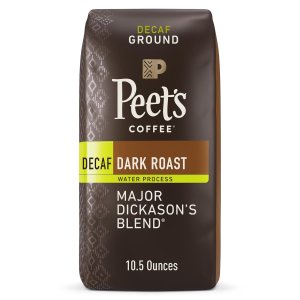 Peet's Coffee, Dark Roast Decaffeinated Ground Coffee - Decaf Major Dickason's Blend 10.5 Ounce Bag