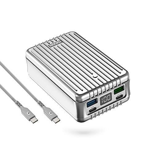 Portable Charger, SuperTank 27,000mAh External Battery with Dual USB-C PD (100W&60W) and USB-A (15W&18W), QC 3.0 Power Bank for USB-C laptops, MacBook, iPad Pro, Nintendo Switch, etc.- Silver