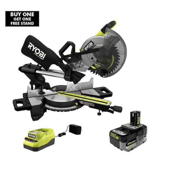 ONE+ HP 18V Brushless Cordless 10 in. Sliding Compound Miter Saw Kit with 4.0 Ah HIGH PERFORMANCE Battery and Charger