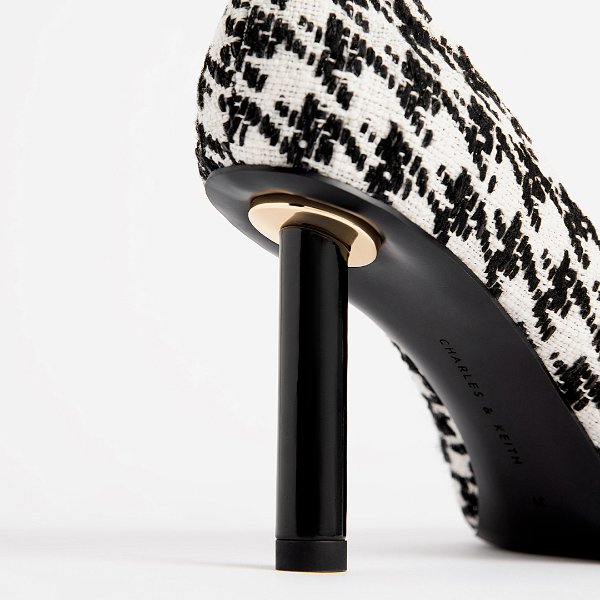 Multicoloured Houndstooth Print Cylindrical Kitten Heel Pumps | CHARLES &amp; KEITH