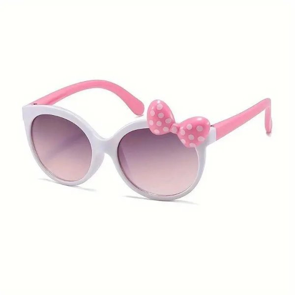 Adorable Y2K Trendy Round Frame Sunglasses, With Fresh Bow Decor, For Boys Girls Outdoor Sports Party Vacation Travel Supplies Photo Props