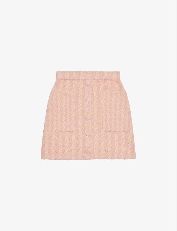 Louisa houndstooth organic cotton-blend mini skirt