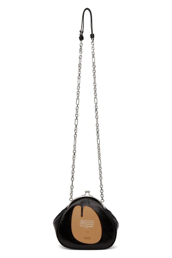 Black Glossy Frame Tabi Shoulder Bag