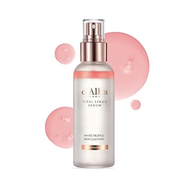 d'Alba Italian White Truffle Vital Spray Serum, Vegan Skincare, Calming and Hydrating Facial Mist with White Truffles for Red and Sensitive Skin, Glow Serum, Surfactant Free, All in One Care