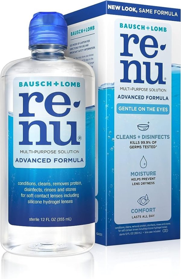 Bausch + Lomb renu Advanced Formula Multi-Purpose Eye Contact Lens Solution, 12 Ounce Bottle