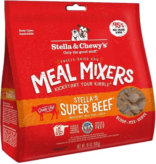 Stella's Super Beef Meal Mixers Freeze-Dried Raw Dog Food Topper, 18-oz bag - Chewy.com