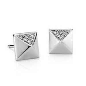 Diamond Pyramid Stud Earrings in 14k White Gold, DEALMOON EXCLUSIVE! 