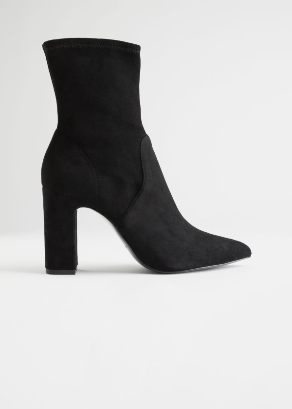 Heeled Suede Sock Boots