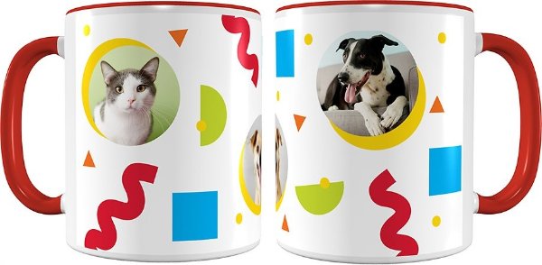 Personalized Colorful Shapes Red Coffee Mug, 11-oz - Chewy.com