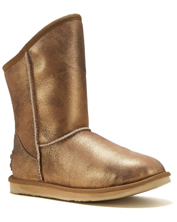 Cosy Short Leather Boot / Gilt