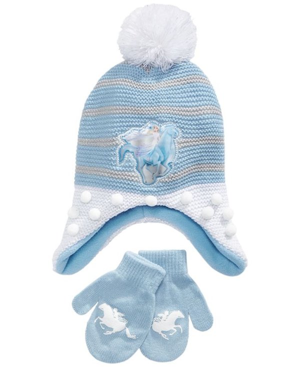 Girls 2-Pc. Frozen Hat & Mittens Set