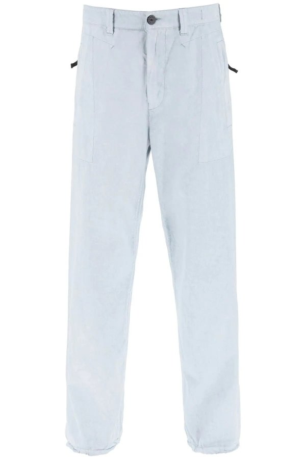 Garment-dyed cotton utility pants with wide leg Stone Island