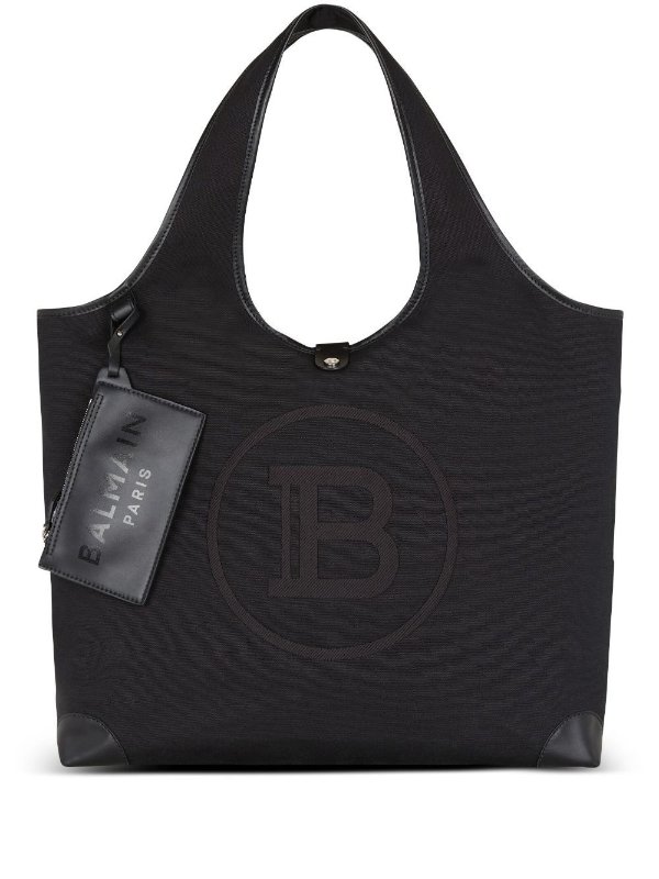 B-army canvas and leather tote bag