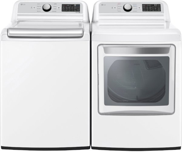 LG LGWADREW400 Side-by-Side Washer & Dryer Set with Top Load Washer and Electric Dryer in White