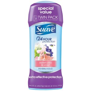 Suave Antiperspirant Deodorant, Sweet Pea and Violet 2.6 oz, Twin Pack